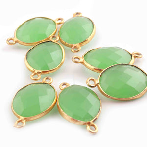 10 Pcs Green Chalcedony Faceted 24K gold Plated Assorted Shape Faceted Connector -23mmx13mm-PC934 - Tucson Beads