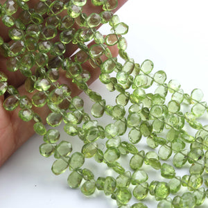1 Strand  Peridot  Faceted Briolettes - Pear Shape Briolettes -5mmx3mm-8 Inch BR0610 - Tucson Beads