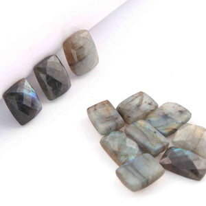 25 Pcs Amazing Labradorite Faceted Cabochon Spectrolite - Rectangle Shape Multi Fire Loose Gemstone -13mmx10mm-18mmx11mm  LGS298 - Tucson Beads