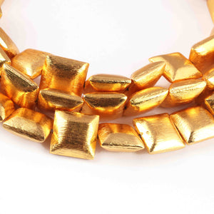 1 Stand Gold Plated Designer Copper Square Shape Beads, Copper Beads, Jewelry Making, 14mm , 11 inches GPC1321 - Tucson Beads