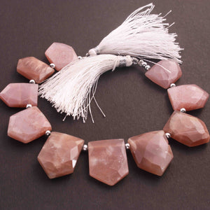1 Long Strand Peach Moonstone Faceted Briolettes -Aero Shape Briolettes 21mmx15mm-16mmx12mm 8 Inches BR1068 - Tucson Beads