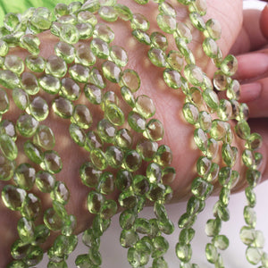 1 Strand Peridot Faceted Briolettes - Heart Shape Briolettes  5mm-7mm - 8 Inches BR01905 - Tucson Beads