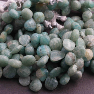 1 Strand Amazonite  Faceted Heart Briolettes - Amazonite Heart Shape Briolettes  8mmx7mm-13mmx9mm 7 Inches BR2113 - Tucson Beads