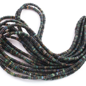 AAA Top Quality 1 Long Strand Black Ethiopian Welo Opal Faceted Rondelles - Ethiopian Roundelles Beads 3mm-5mm 16 Inches BR03056 - Tucson Beads
