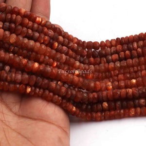 1 Long Strand Sun stone Faceted Roundels  -Round Shape  Roundels - 6mm-11mm-14 Inches BR1323 - Tucson Beads