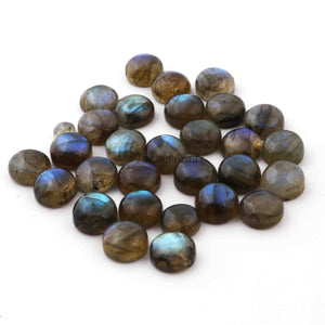 29 Pcs Amazing Labradorite Faceted Cabochon Spectrolite - Round Shape Multi Fire Loose Gemstone  4mm  LGS139 - Tucson Beads