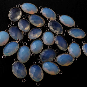 23 Pcs Ice Quartz Oxidized Sterling Silver Gemstone Faceted Oval Shape Double Bail Connector -20mmx11mm  SS305 - Tucson Beads