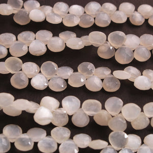 1 Long Strand White Moonstone Faceted Briolettes - Heart Shape Briolettes  7mm 9 Inches BR02417 - Tucson Beads