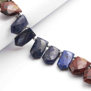 1 Long Multi Stone Faceted Briolettes - Pentagan Shape Briolettes - 18mmx9mm-12mmx8mm - 8.5 Inches BR2349 - Tucson Beads