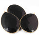 3 Pcs Black Onyx Faceted Pear Shape 24k Gold Pendant -55mmx36mm - PC023 - Tucson Beads