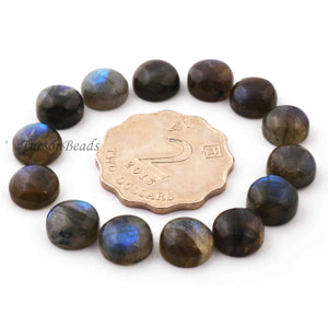 14 Pcs Amazing Labradorite Faceted Cabochon Spectrolite - Round Shape Multi Fire Loose Gemstone  5mm  LGS140 - Tucson Beads