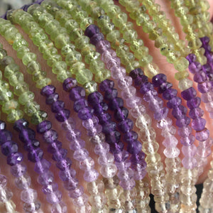 1 Strand Mix  Stone Faceted Rondelles  -Round Shape  Rondelles  4mm-14 Inches RB518 - Tucson Beads