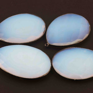 4 Pcs Ice Quarts Oxidize Silver Plated Faceted Pear Shape Pendant Single Bail  -55mmx36mm- PC028 - Tucson Beads