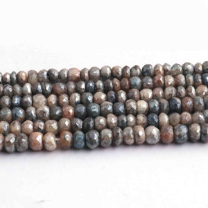 1  Strand Gray Moonstone Silver Coated Faceted Rondelles - Moonstone Rondelles - 5mm-7mm  15  Inch BR1136 - Tucson Beads