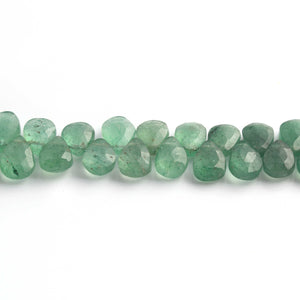 1 Strand Green Strawberry  Faceted Briolettes - Heart Shape Briolettes  7mm -8mm 10 Inches BR02430 - Tucson Beads