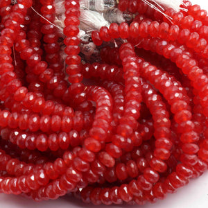 1 Strand Cherry Chalcedony Silver Coated Faceted Roundelles Cherry, 4mm 8.5 inch BR2197 - Tucson Beads