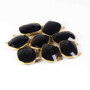 6 Pcs Black Onyx  Rectangle Double Bail Pendant - Black Onyx pendant  SS582 - Tucson Beads