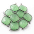 9 Pcs Green Chalcedony Oxidized Sterling Silver Faceted Cushion Shape Double Bail Connector - 22mmx16mm SS308