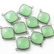 9 Pcs Green Chalcedony Oxidized Sterling Silver Faceted Cushion Shape Double Bail Connector - 22mmx16mm SS308 - Tucson Beads
