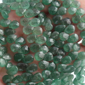 1 Strand Green Strawberry  Faceted Briolettes - Heart Shape Briolettes  7mm -8mm 10 Inches BR02430 - Tucson Beads