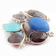 7 Multi Stone 925 Silver Plated Faceted Assorted Shape Pendant/ Connector -   Bezel Pendant & Connector  - 30mmx14mm- PC509 - Tucson Beads