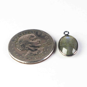 10 Pcs Labradorite Faceted Oxidized Sterling Silver Single Bail Pendant- Oval Shape Pendant SS643 - Tucson Beads