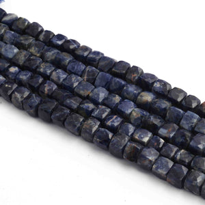 1 Long Strand Lapis Faceted Cube Briolettes  - Gemstone Briolettes  7mm-9mm 9 Inches BR2173 - Tucson Beads