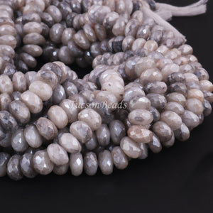 1  Strand Gray Silverite Faceted Rondelles  - Gemstone Rondelles  9mm-  15 Inches BR0455 - Tucson Beads