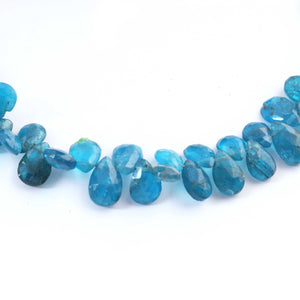 1 Strand Neon Apatite Faceted  Briolettes  - Neon Apatite Pear Drop Beads 4mm-8mm-8 Inches  BR03038 - Tucson Beads