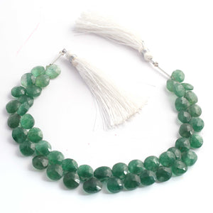 1  Strand  Green Strawberry Faceted Briolettes  -Heart Shape  Briolettes -8 mm-- 8.5 Inches BR02423 - Tucson Beads