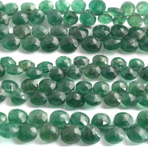 1 Strand Green Strawberry  Faceted Briolettes - Heart Shape Briolettes  9mm 10 Inches BR02431 - Tucson Beads