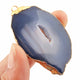 1 Pcs Blue Druzzy Geode Raw Drusy Agate Slice Pendant - Electroplated Gold Druzy Pendant DRZ104 - Tucson Beads