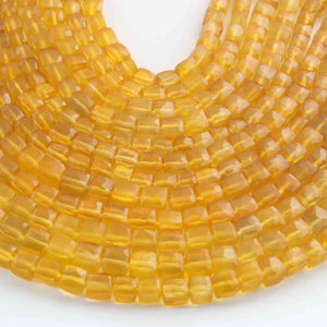 1 Strand Yellow Chalcedony Faceted Briolettes - Cube Shape Briolettes - 5mm-7mm- 8 Inches BR01705 - Tucson Beads