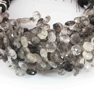 1 Strand Black Rutile Faceted  Briolettes  -Heart Shape Briolettes  8mm -9 Inches BR4139 - Tucson Beads