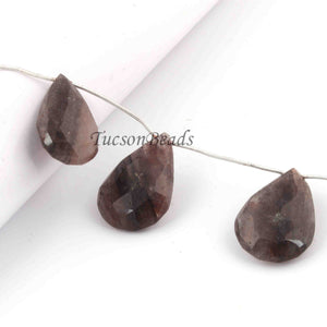 1  Long Strand Black Rutile Faceted Briolettes  -Pear Shape Briolettes- 32mmx 22 mm -8 Inches BR2160 - Tucson Beads