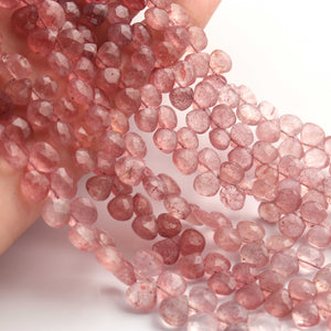 Copy of 1  Strand  Strawberry Faceted Briolettes  -Heart Shape  Briolettes -7-8 mm- 8 Inches BR02434 - Tucson Beads