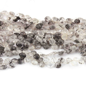1 Strand Black Rutile Faceted  Briolettes  -Heart Shape Briolettes  8mm -9 Inches BR4139 - Tucson Beads