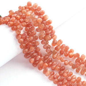 1 Strand Sunstone Tear Drop faceted beads, Gemstone Beads ,  7mmX3mm-10mmx5mm -8 Inches BR03039 - Tucson Beads