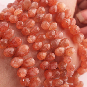 1 Strand Sunstone Tear Drop faceted beads, Gemstone Beads ,  7mmX3mm-10mmx5mm -8 Inches BR03039 - Tucson Beads