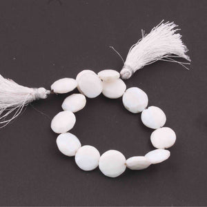 1 Strand White Faceted Opal Rondelles, CoinBeads ,Rondelle, Faceted Beads 12mm-15mm 8 Inches BR4060 - Tucson Beads