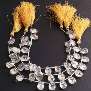 1 Strand Golden Rutile  Faceted   Briolettes  -Pear Shape Briolettes  -12mmx8mm- -8 Inches BR02352 - Tucson Beads