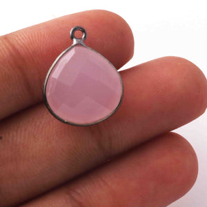 27 Pcs Rose Quartz Oxidized Sterling Silver Gemstone Faceted Heart Shape Single Bail Pendant -18mmx15mm  SS400 - Tucson Beads