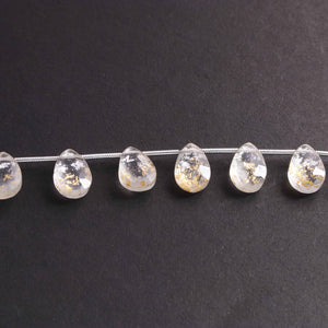 1 Strand Golden Rutile  Faceted   Briolettes  -Pear Shape Briolettes  -12mmx8mm- -8 Inches BR02352 - Tucson Beads