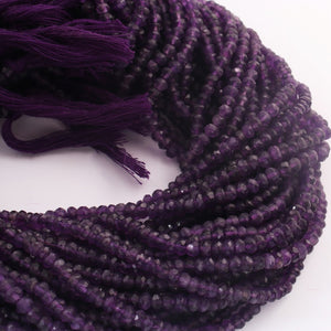 1 Strand Amethyst Faceted Rondelles, Micro Faceted Roundelles,Natural Gemstone Rondelles 3mm 13 Inch RB129 - Tucson Beads