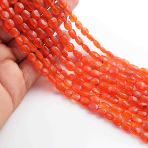 1 Strand Carnelian Faceted Oval Shape Briolettes - Oval Shape Briolettes 9mmx6mm-7mmx5mm 13 Inches BR01692 - Tucson Beads