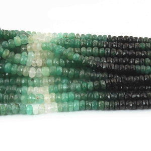 2 Strands Shaded Emerald Faceted Rondelles- Emerald Roundle Beads 5mm-6mm 15 Inch Long RB0120 - Tucson Beads