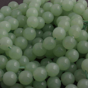 1 Strand Light Green Chalcedony Smooth Balls  -  Chalcedony  Rondelle  12mm - 16  Inches BR1140 - Tucson Beads