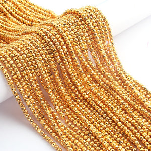 1 Strand Gold Pyrite Faceted Rondelles,Faceted Beads,Semi Precious Beads 3.5mm to 4mm 13.5 inches strands RB140 - Tucson Beads