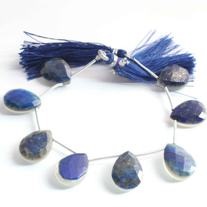 1  Long Strand Mother Of Pearl & Lapis Faceted Briolettes - Pear Shape Briolettes -16mmx12mm- 6.5 Inches BR1114 - Tucson Beads