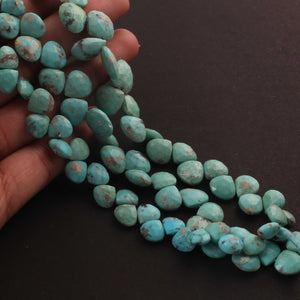 1 Strand Natural Sleeping Beauty Turquoise Faceted Big Size Heart  Briolettes -Arizona Turquoise Heart -6mm-12mm-8 Inches BR3816 - Tucson Beads